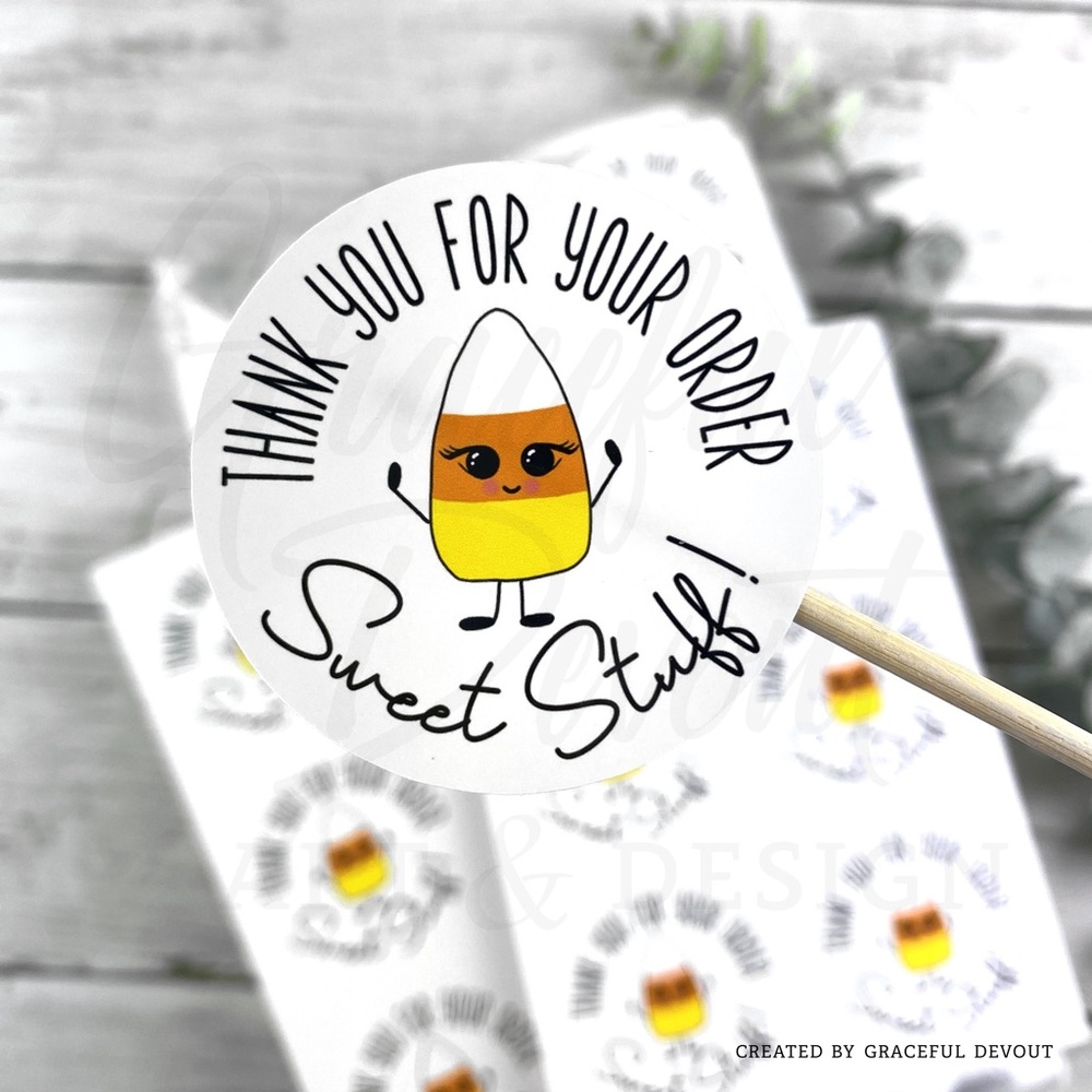 Thank You For Your Order! Sweet Stuff! 2" (inches) 96ct.) Stickers - Picture 2 of 5